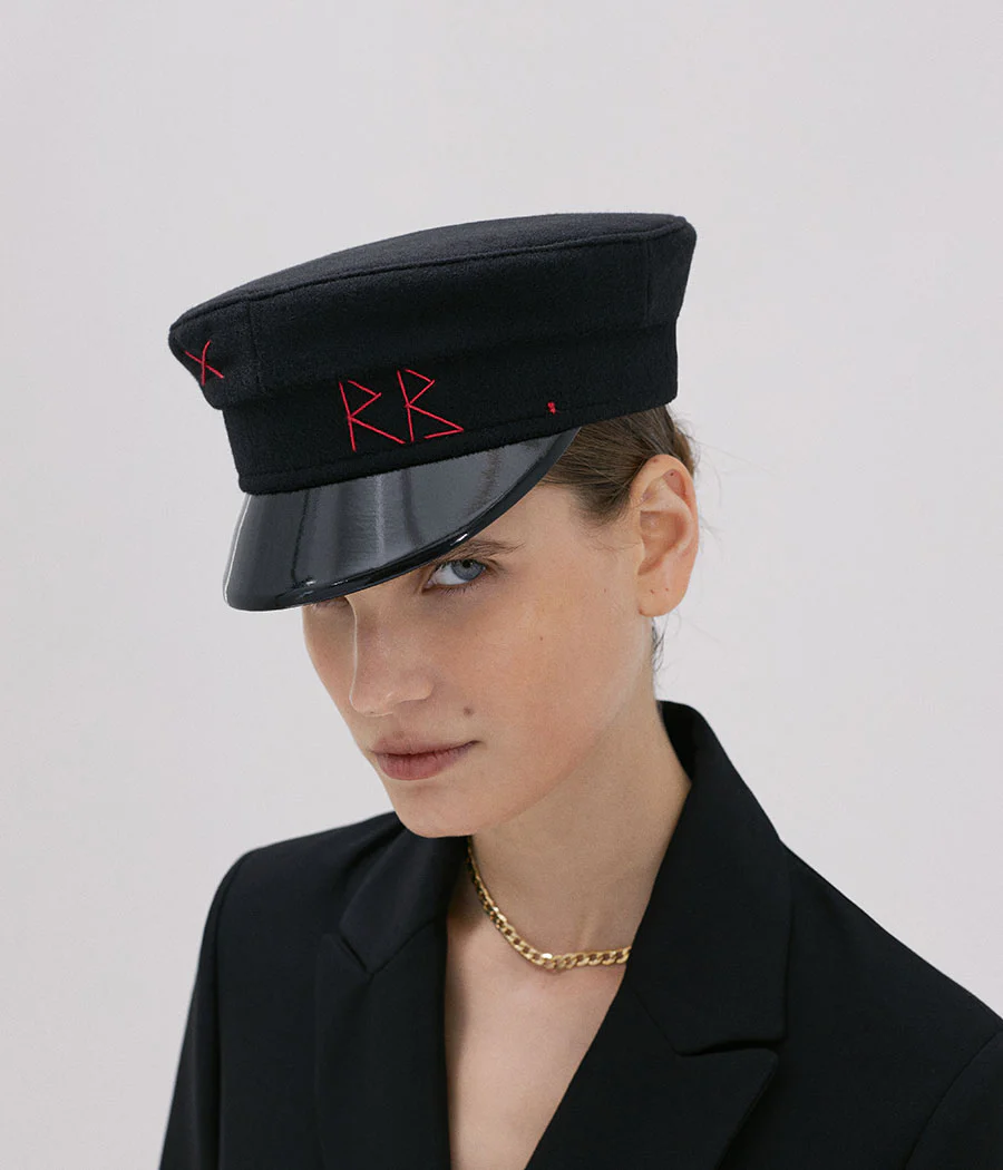 Black Wool Baker Boy Cap - Image 3