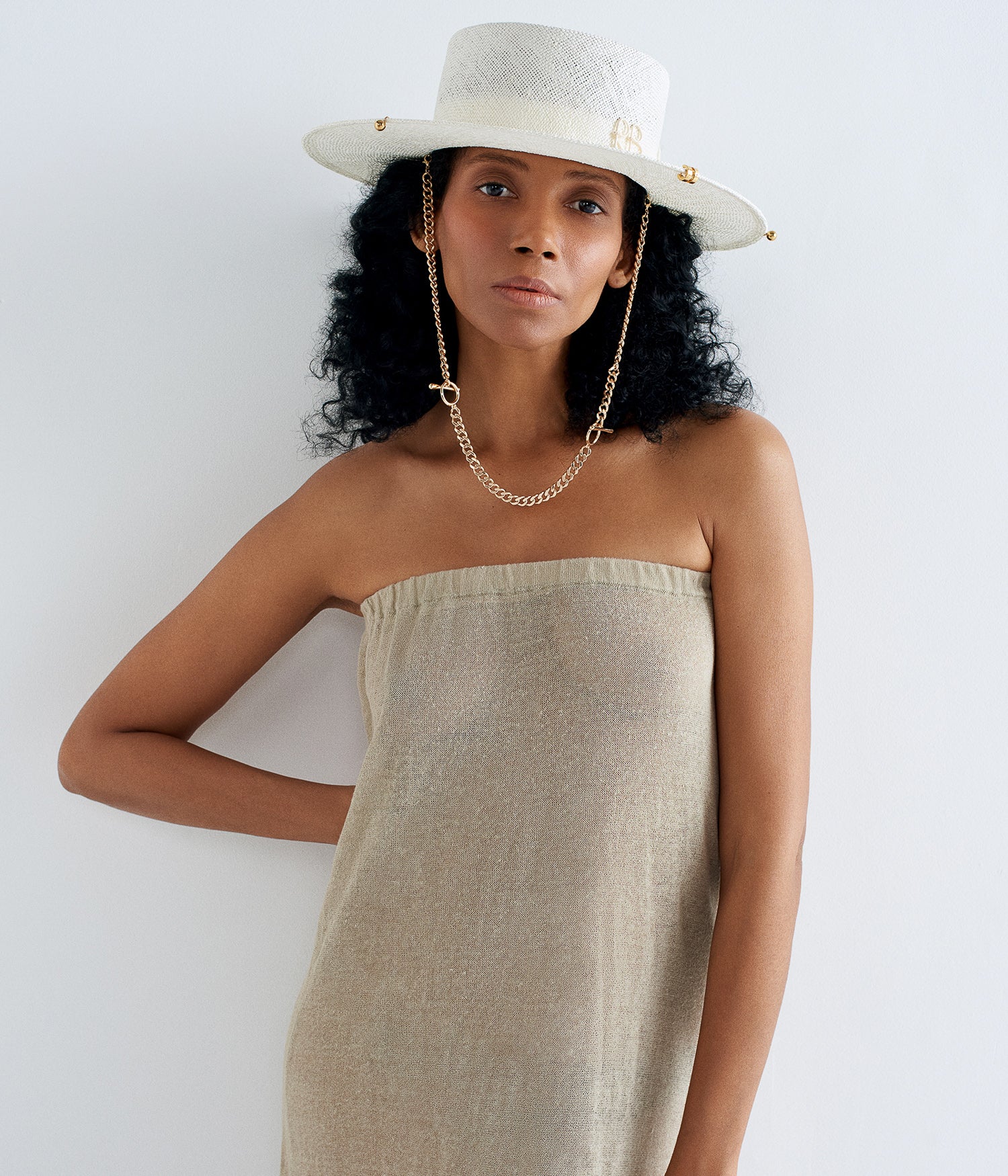 Chain Strap Sisal Canotier Hat - Image 3