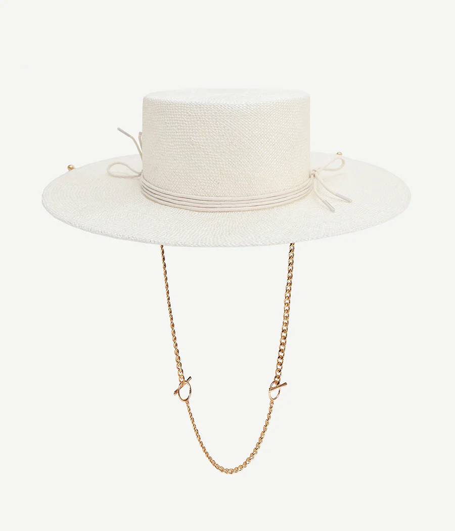 Chain Strap Sisal Canotier Hat - Image 4