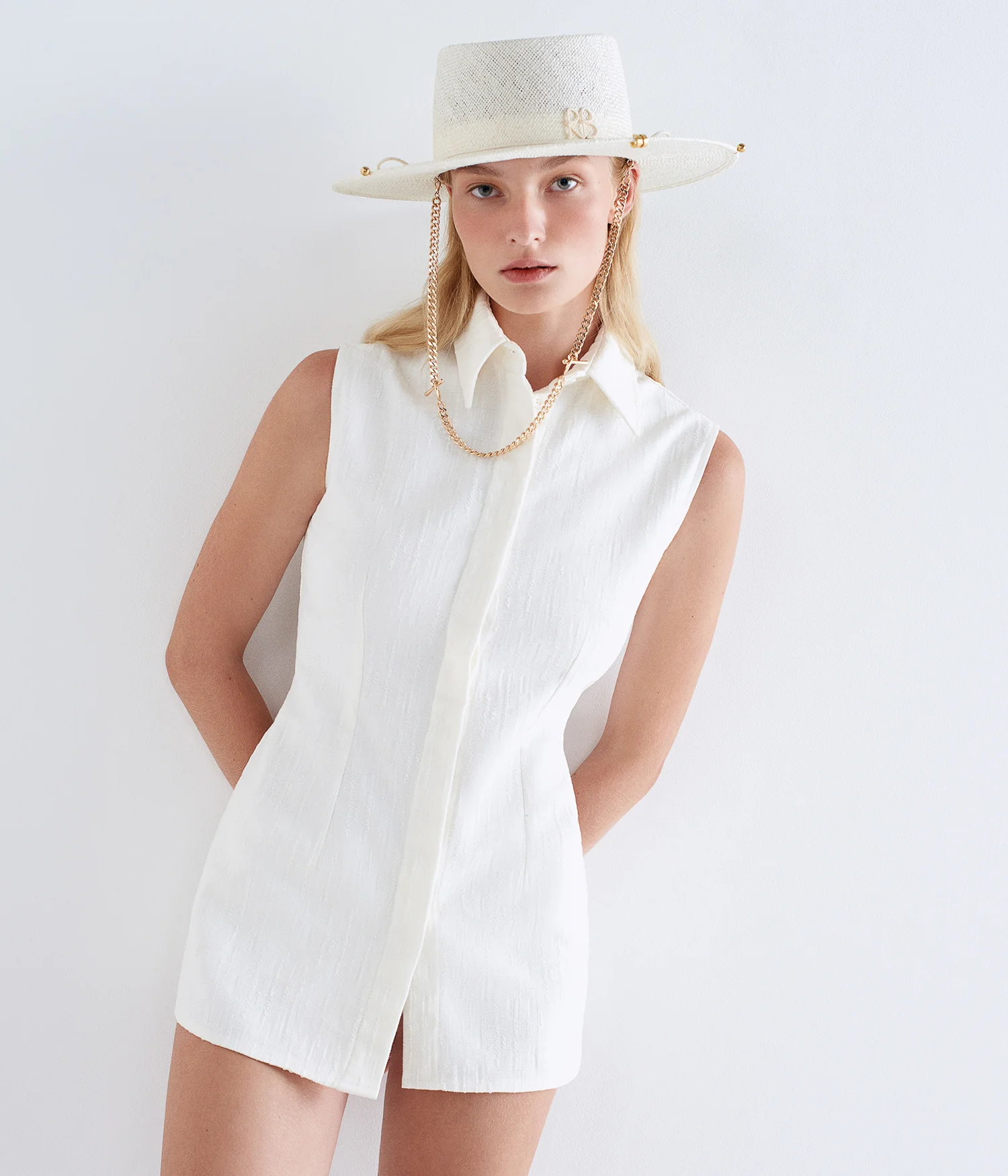 Chain Strap Sisal Gambler Hat - Image 3