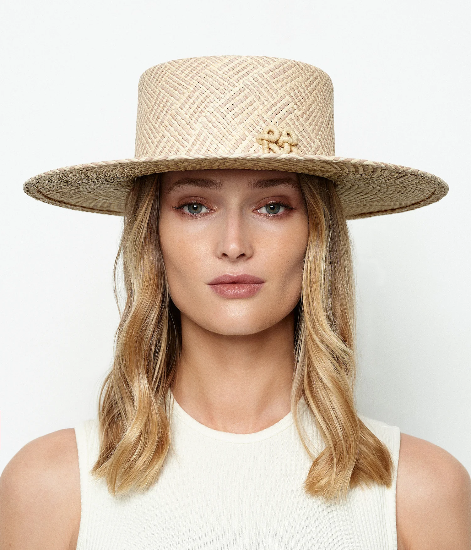 Checkered-Stripe Canotier Hat - Image 3