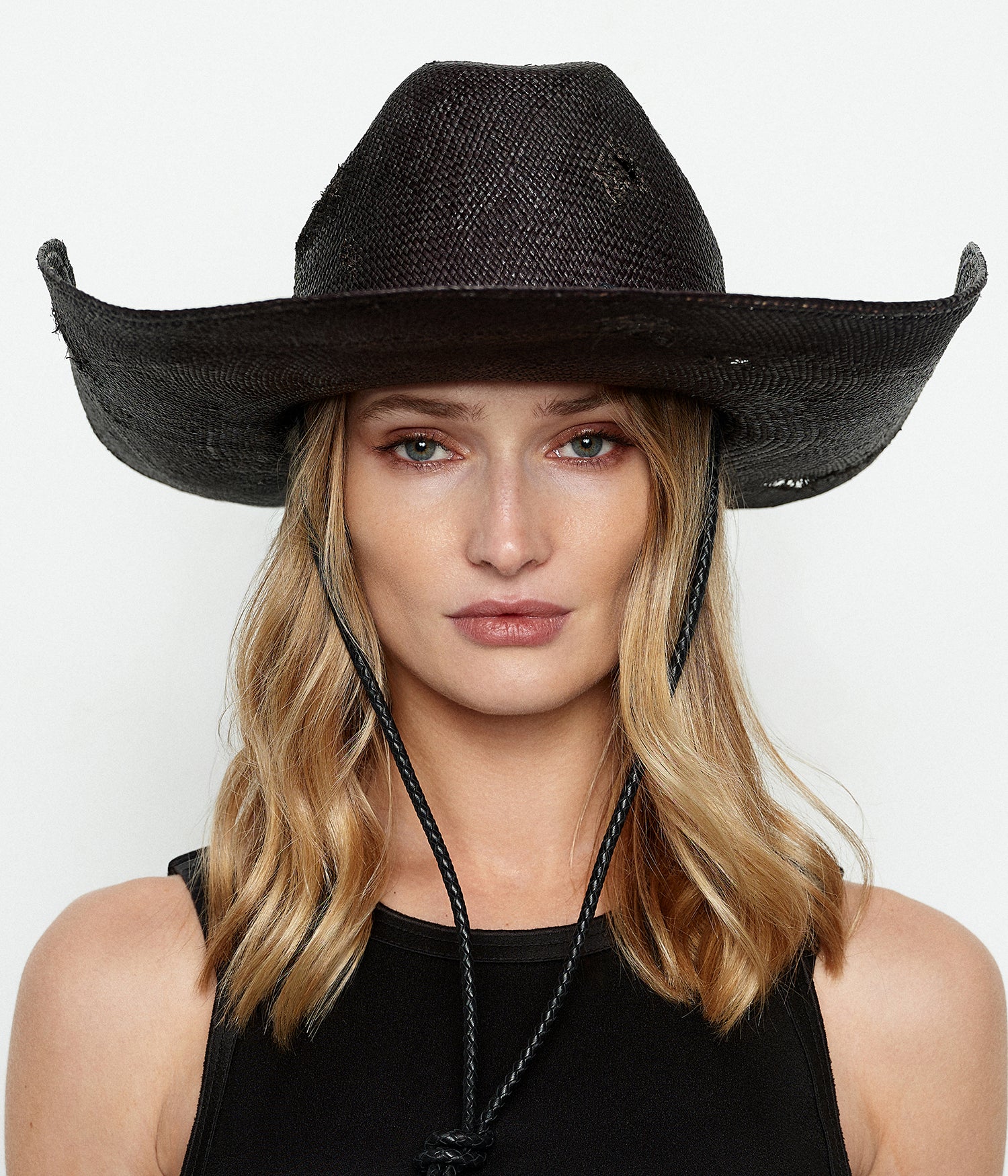 Cowboy Hat with Leather Trim - Image 3