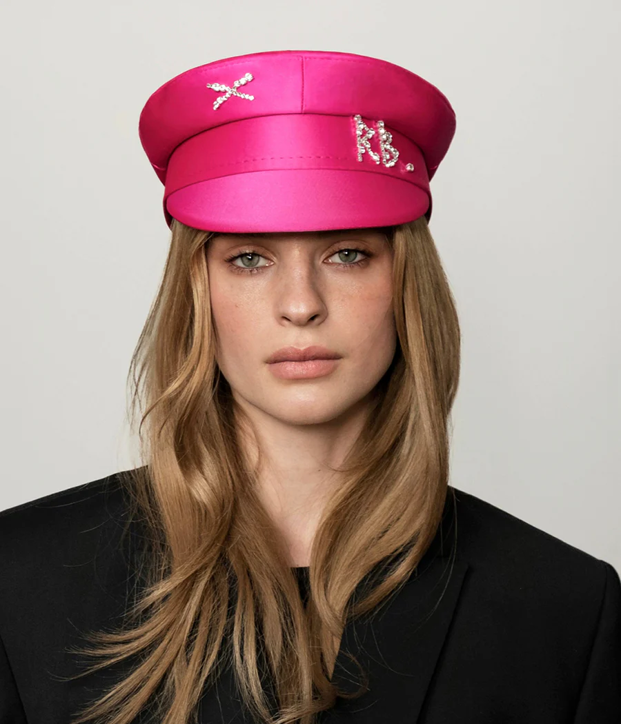 Crystal-embellished Satin Baker Boy Cap - Image 3