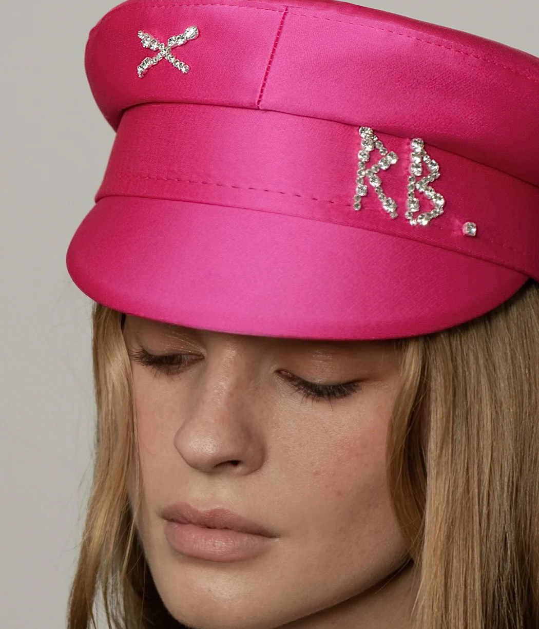 Crystal-embellished Satin Baker Boy Cap - Image 4
