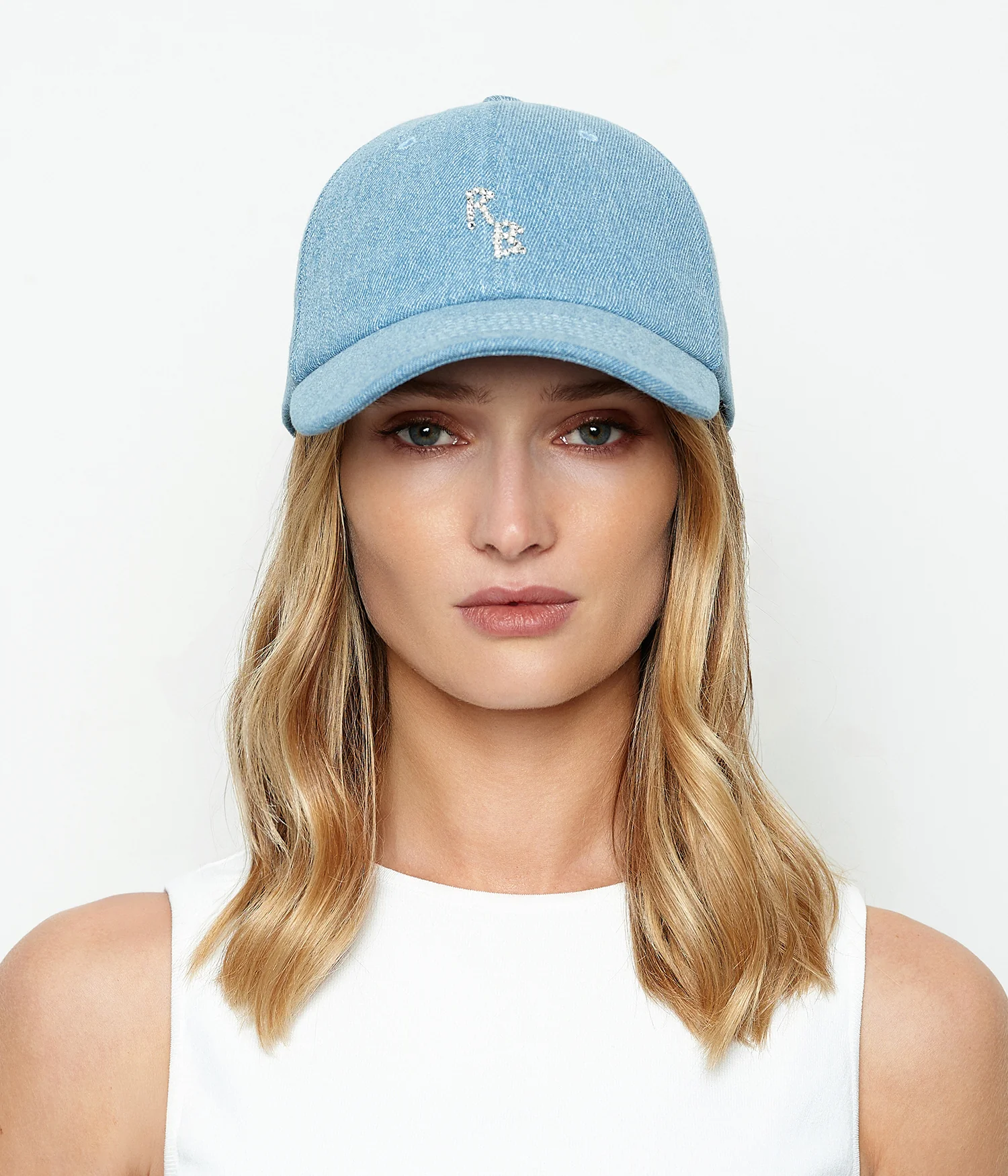 Crystal-embroidered Denim Baseball Cap - Image 3