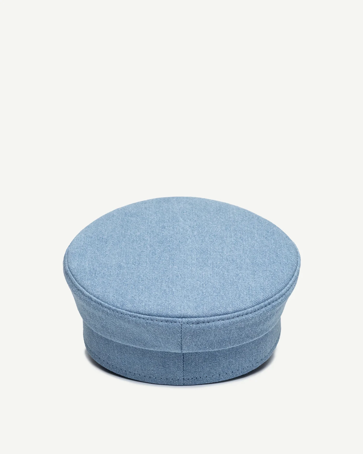 Denim Baker Boy Cap with Gold-Tone Logo-plaque - Image 4