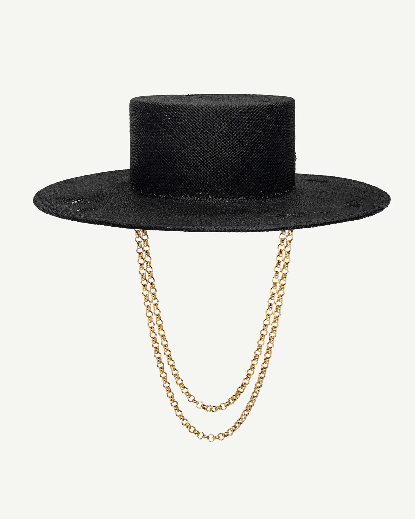 Double Chain Strap Canotier Hat - Image 2