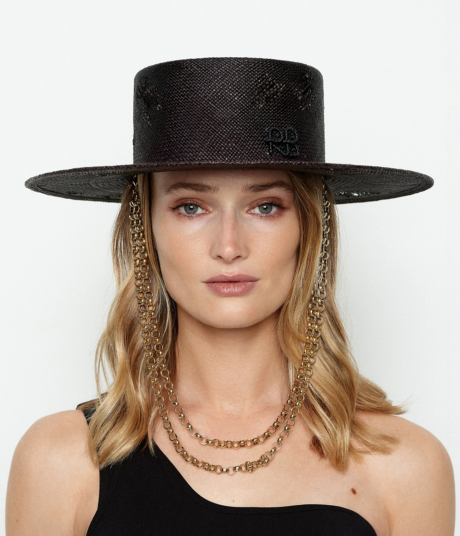 Double Chain Strap Canotier Hat - Image 3