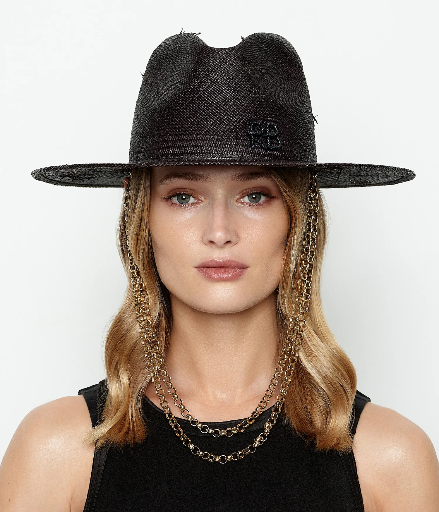 Double Chain Strap Fedora Hat - Image 3