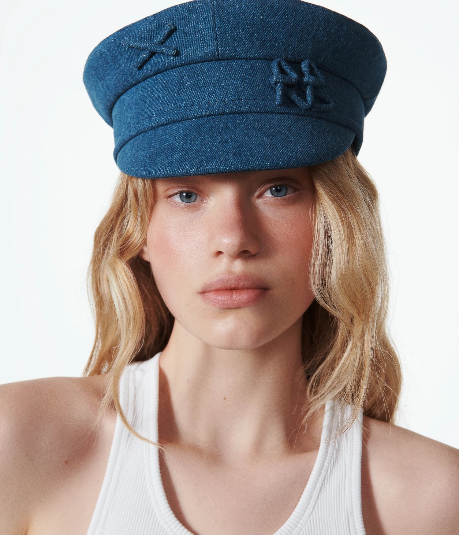 Logo-embellished Denim Baker Boy Cap - Image 3