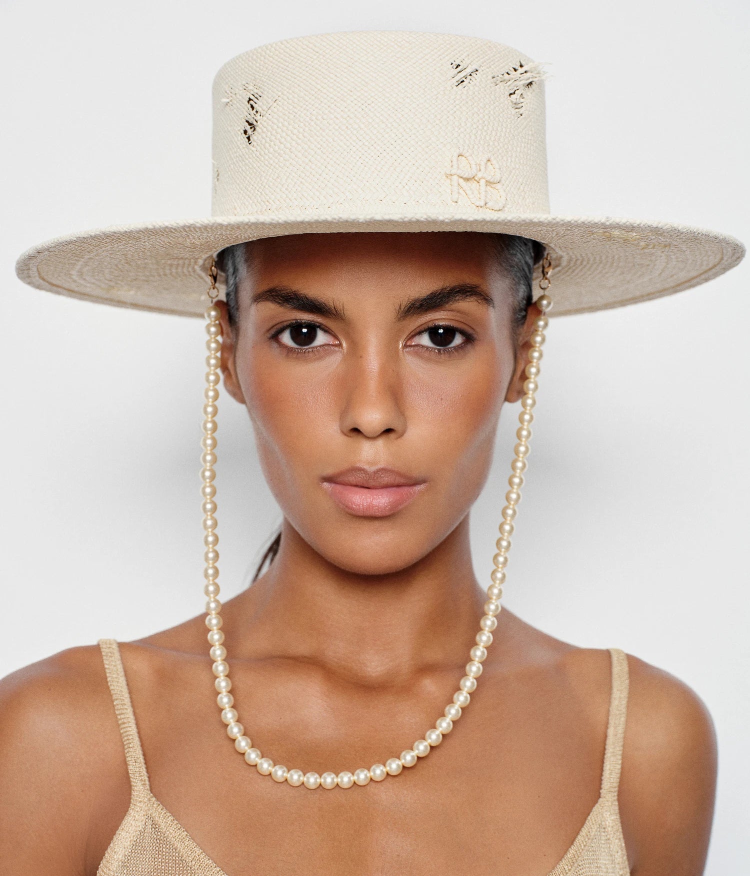 Maxi-pearls Embellished Canotier Hat - Image 2