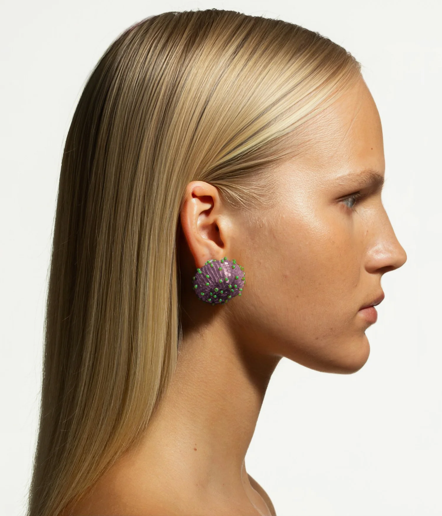 SKARBY Purple and Mint Beaded Earrings - Image 2
