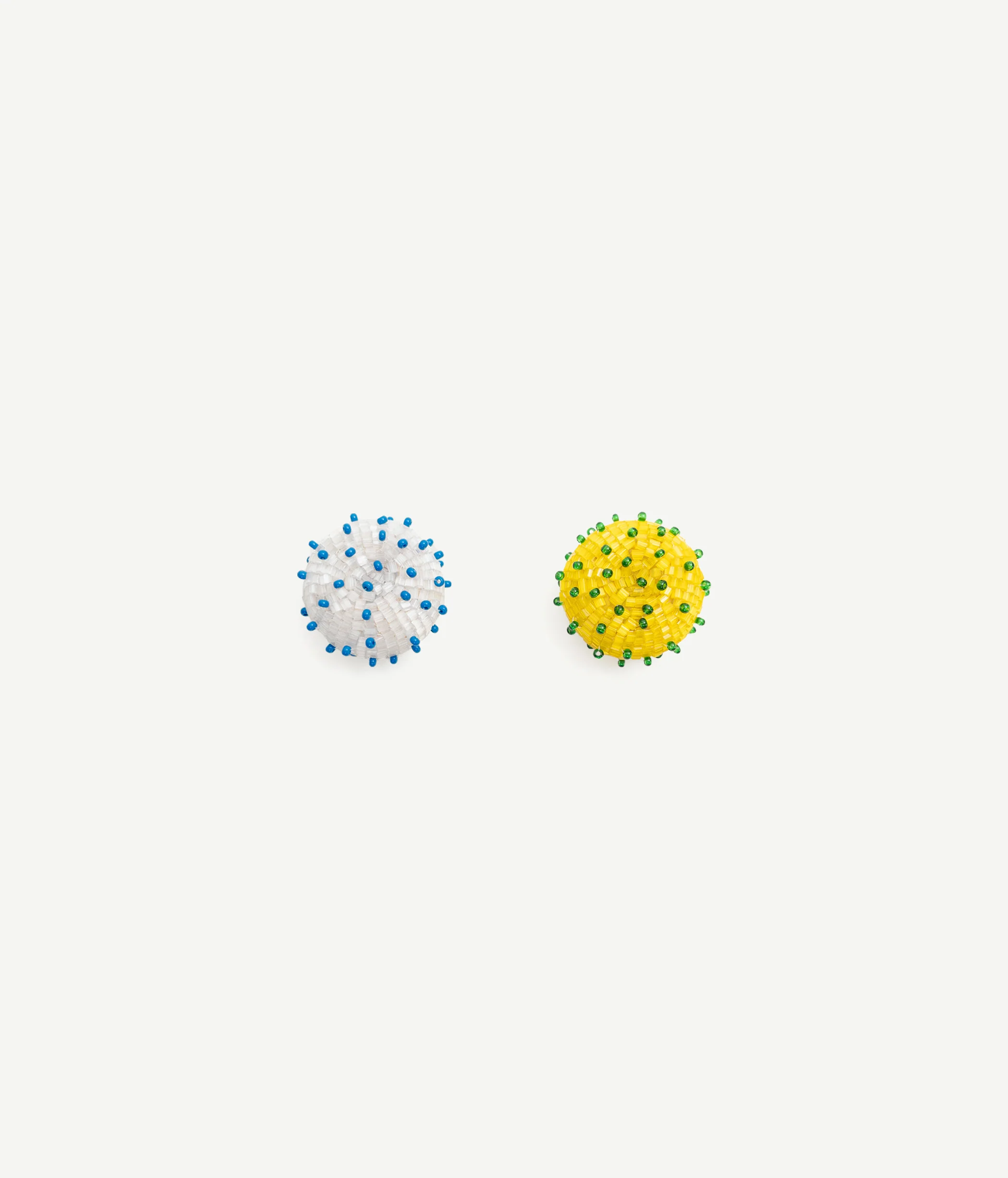 SKARBY White and Yellow Beaded Earrings - Image 2