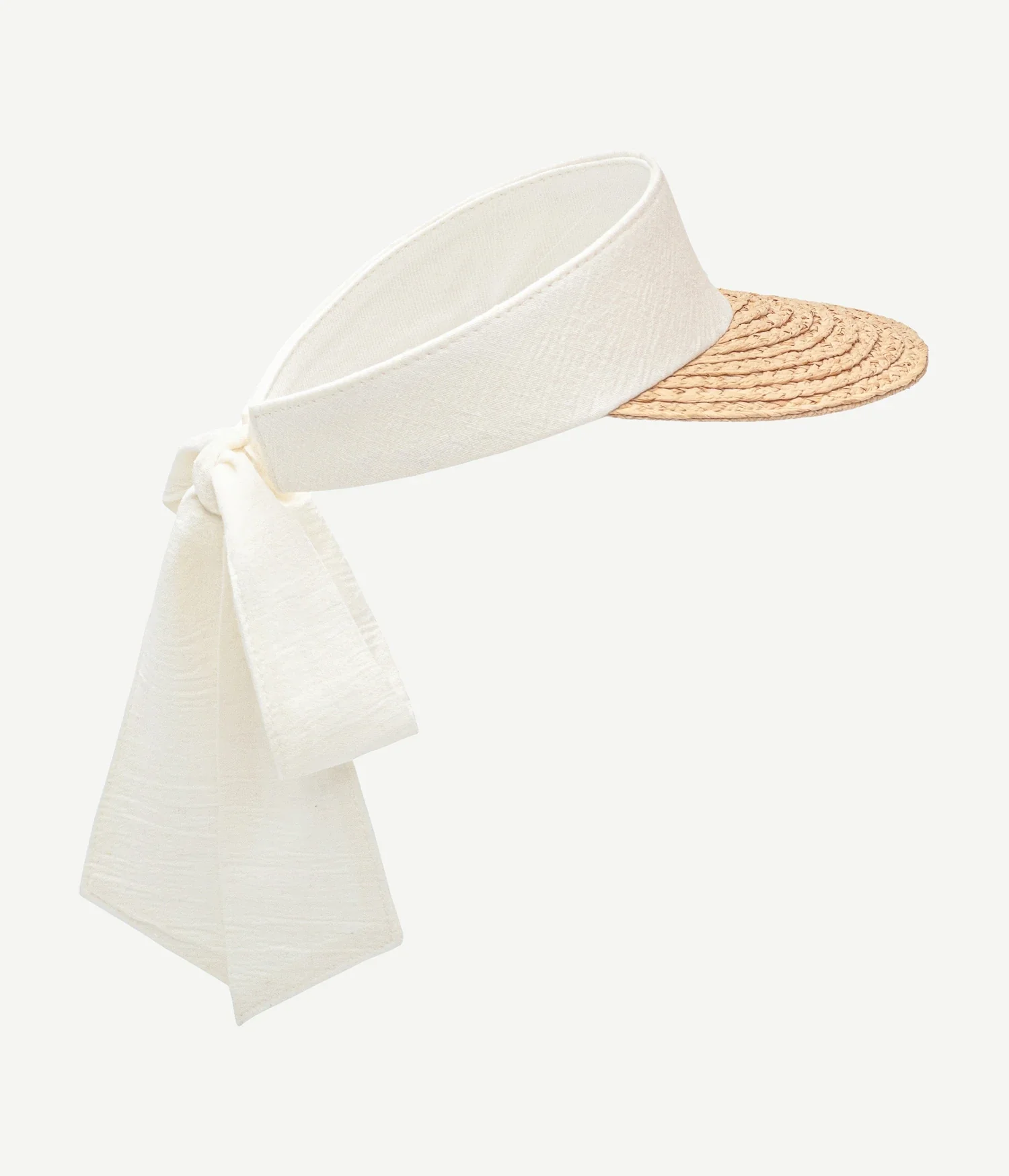 Straw Braid & Linen Visor - Image 2