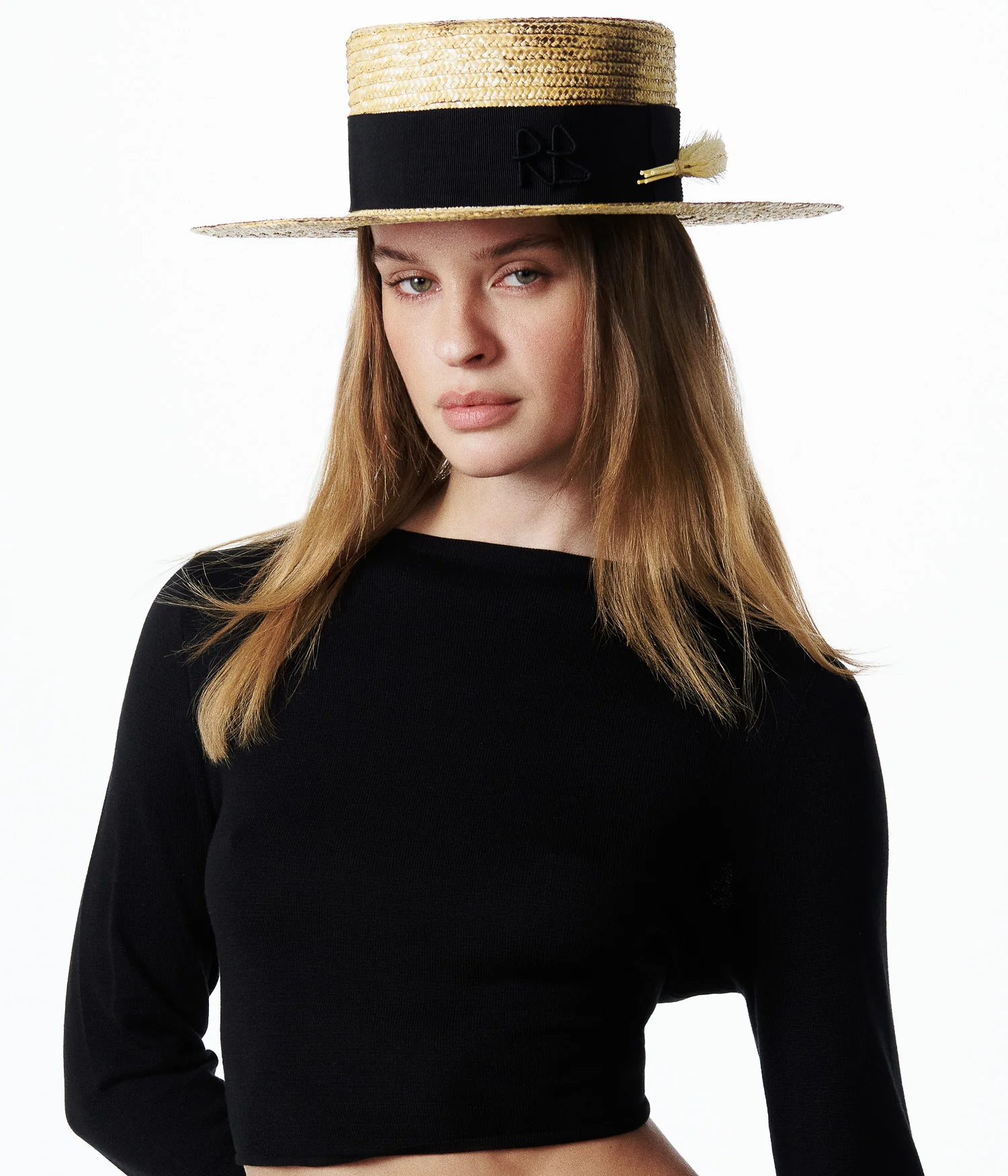 Wheat Spikes Embellished "Sunburnt" Canotier Hat - Image 3